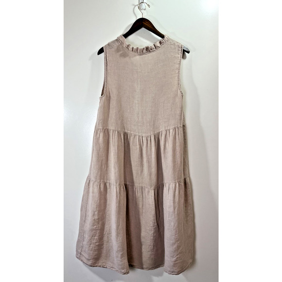 Le Raganne Womens Italian Linen Midi Dress Sz L Dusty Lavender Beach Cottagecore - Picture 2 of 8